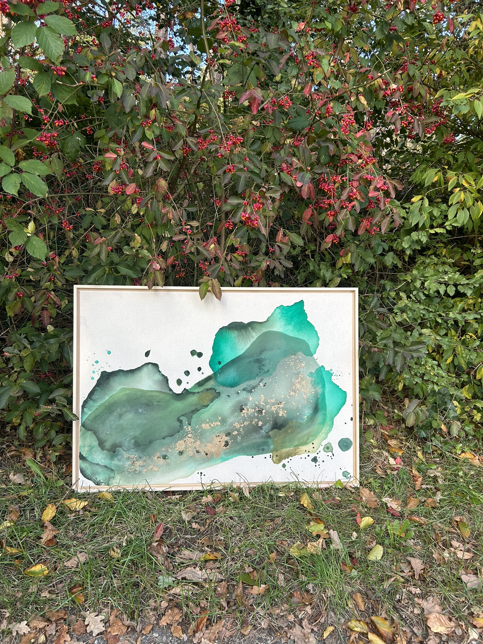 Schwestern, 2025, Acryl und Gold auf roher Baumwollleinwand, Ansicht 2